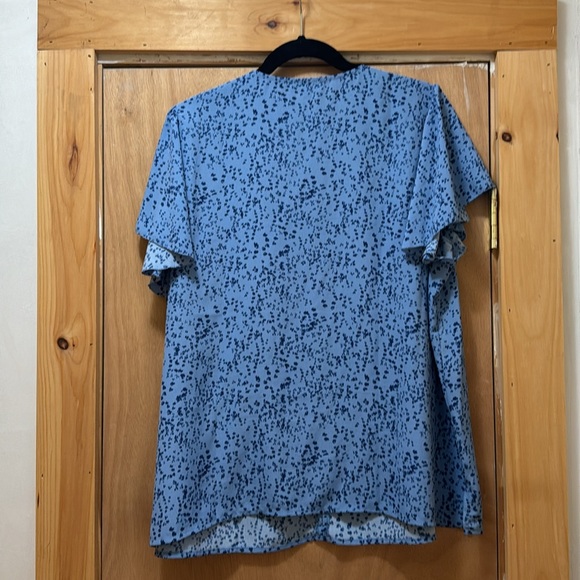 Cap/Ruffle Sleeve Blue Blouse - Picture 2 of 6